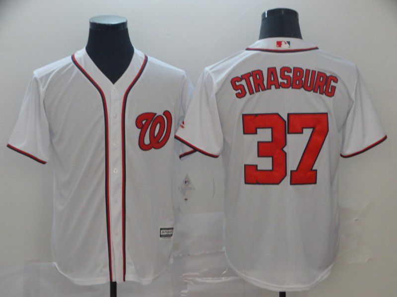 Men Washington Nationals 37 Strasburg White Game MLB Jerseys